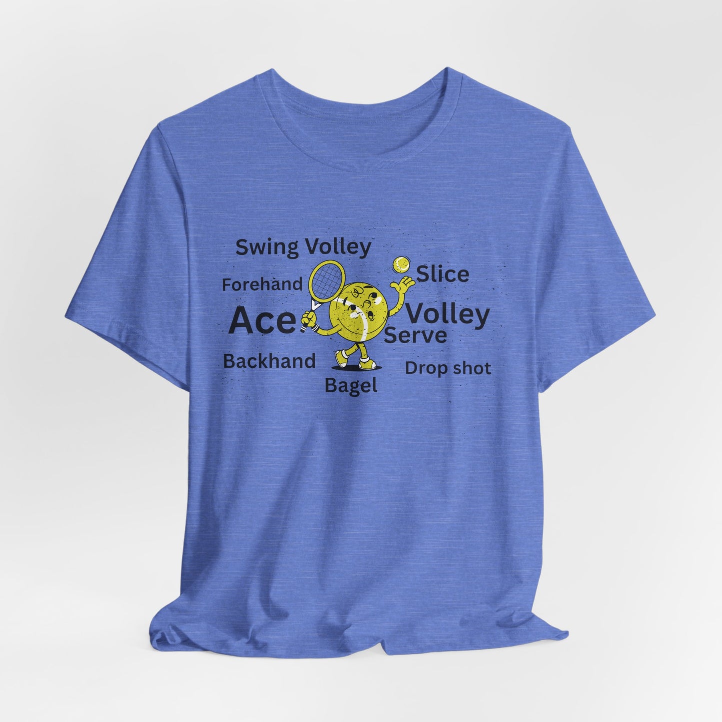 Tennis Ace Graphic Tee — Cute Tennis Ball Illustration with Terms (Ace, Volley, Serve)
