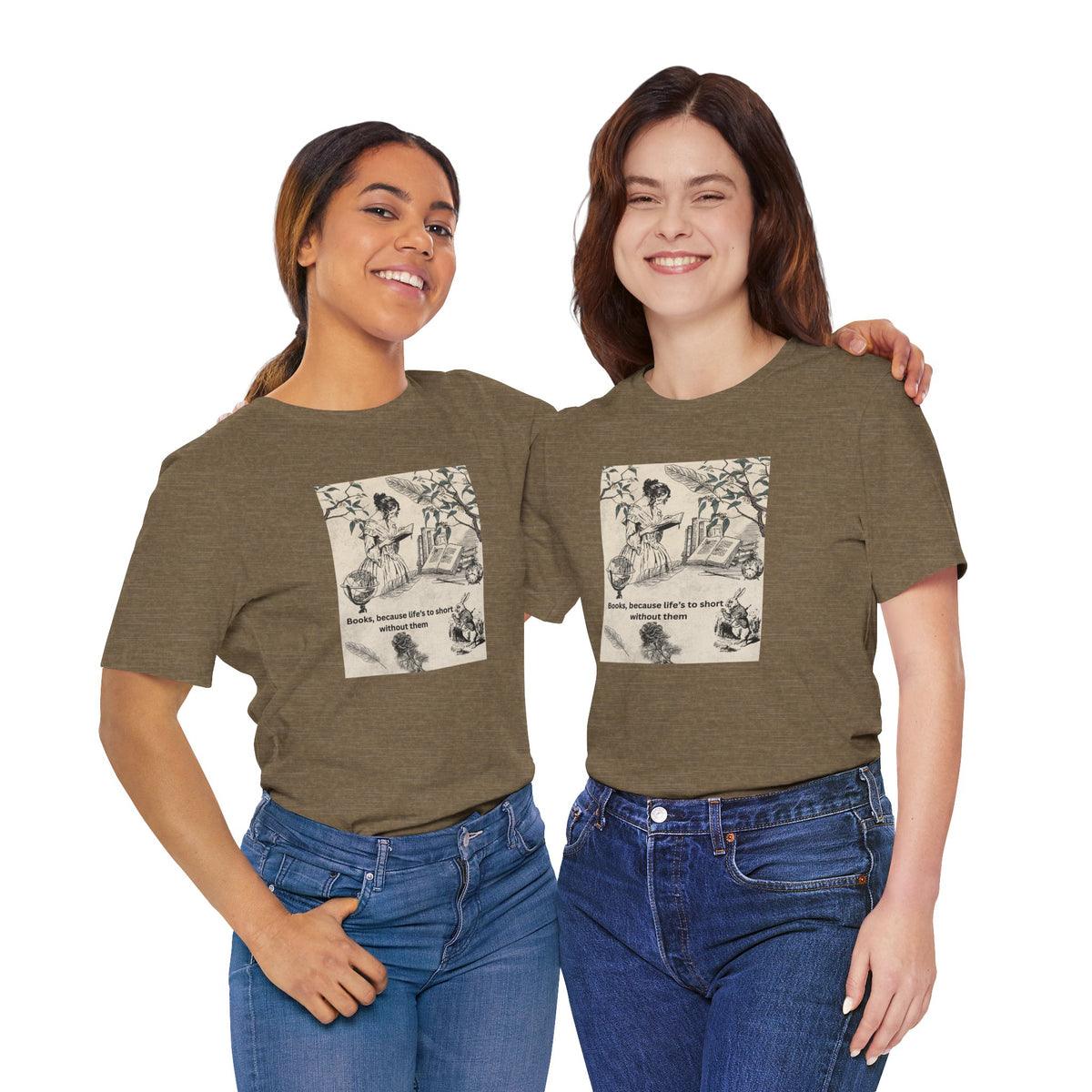Vintage Reading Tee — "Books, because life’s too short without them"