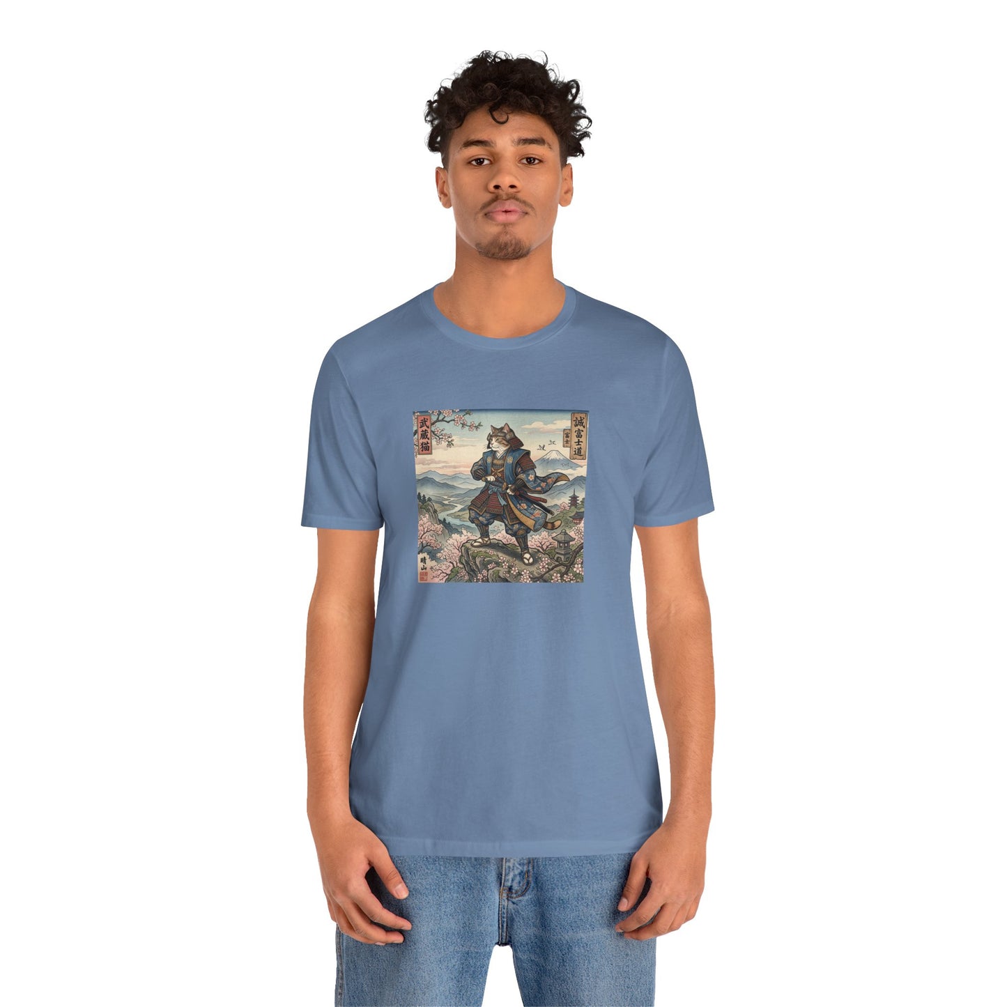 Samurai Cat Graphic Tee — Japanese Ukiyo-e Inspired Anime T-Shirt