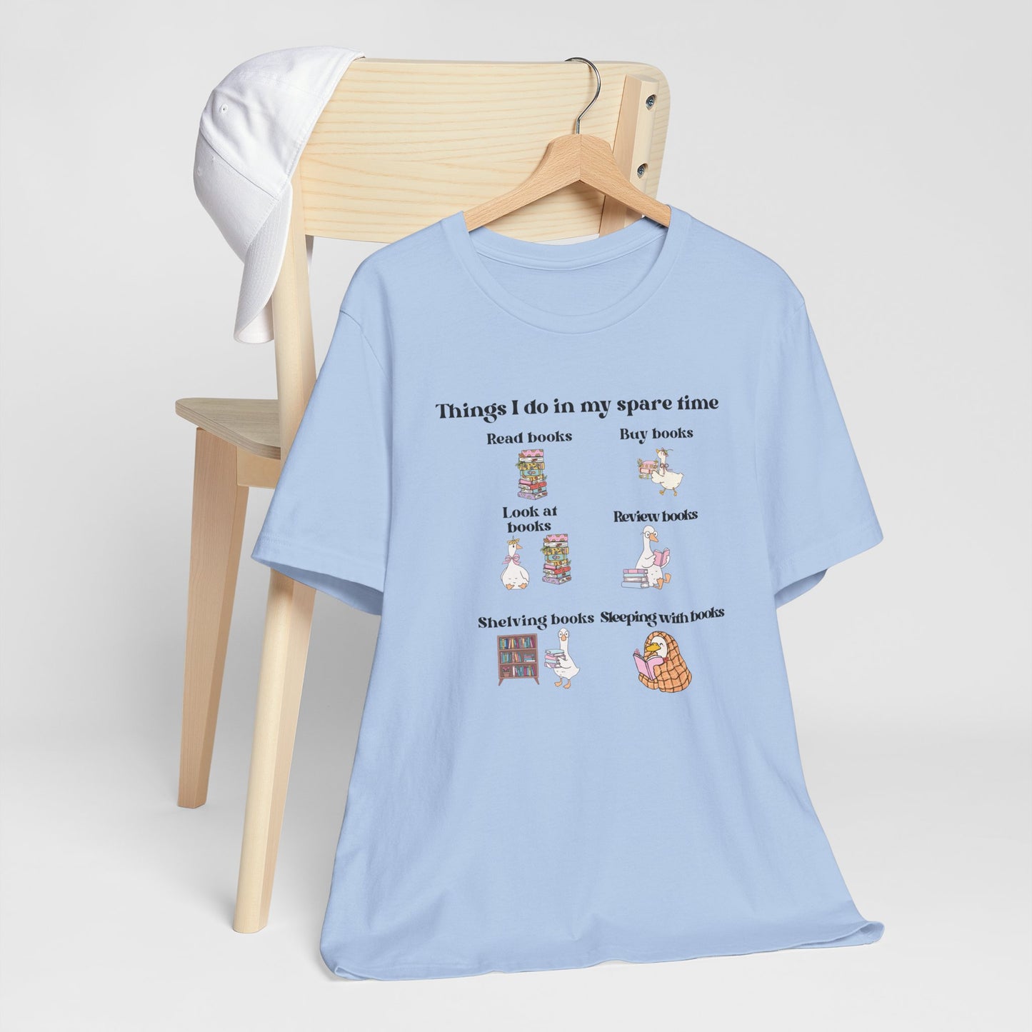 Book Lover T‑Shirt — "Things I Do in My Spare Time" Illustrated Reading Checklist