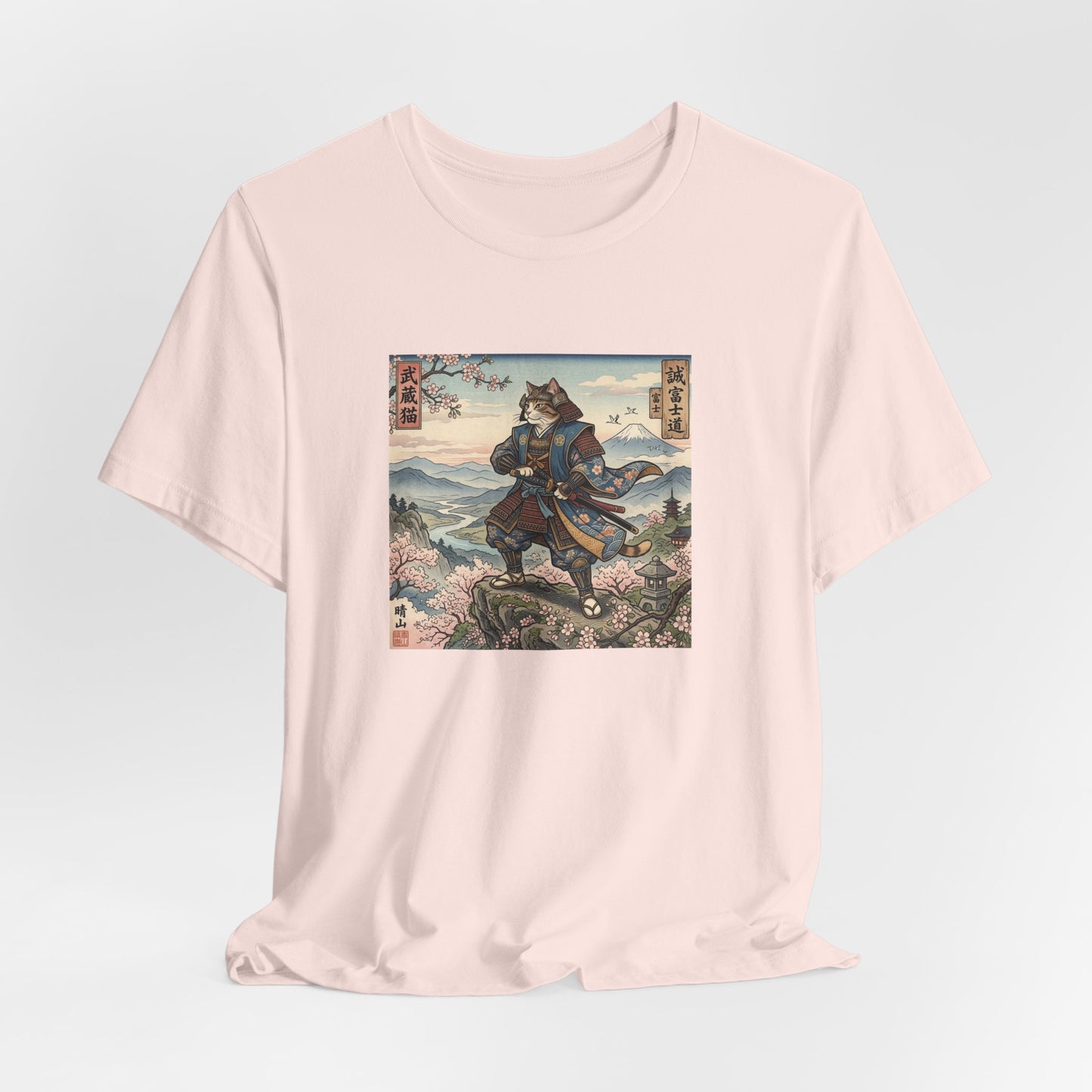 Samurai Cat Graphic Tee — Japanese Ukiyo-e Inspired Anime T-Shirt