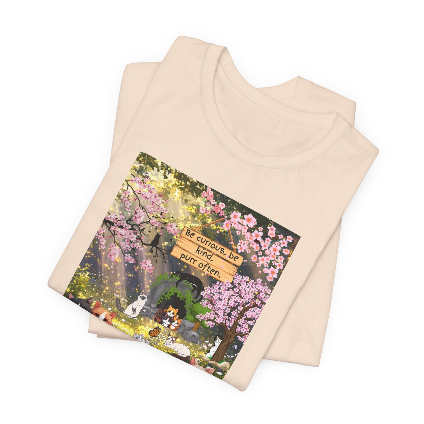 T-Shirt — Spring Dog Park Scene with 'Be Curious Not Critical' Quote
