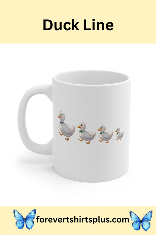 Duck Family 11oz Ceramic Mug — Cute Mom and Ducklings Coffee Cup