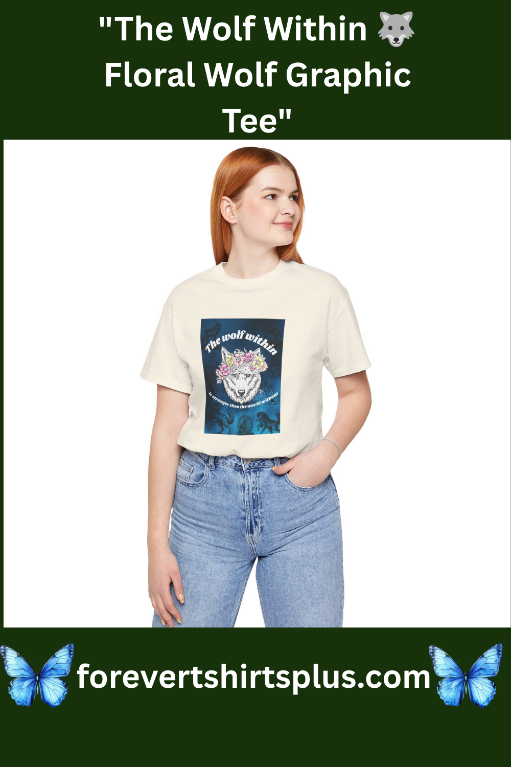 Wolf Within T‑Shirt — 'The wolf within' Floral Wolf Graphic Tee